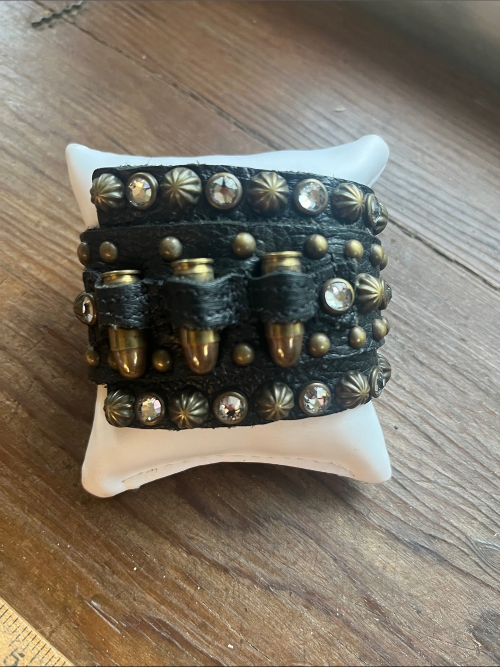 Black Leather wrap Stud & Bullet Bracelet